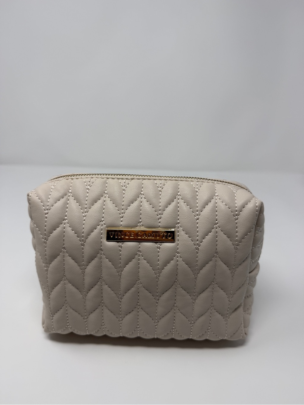 Vince Camuto Quilted Cream Cosmetic Pouch